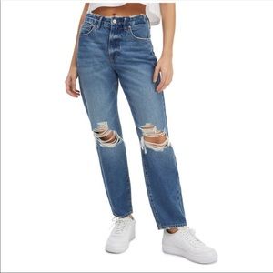 Good American Straight Leg Ripped Denim Mid-rise Blue Jeans in Blue691 size 4 27